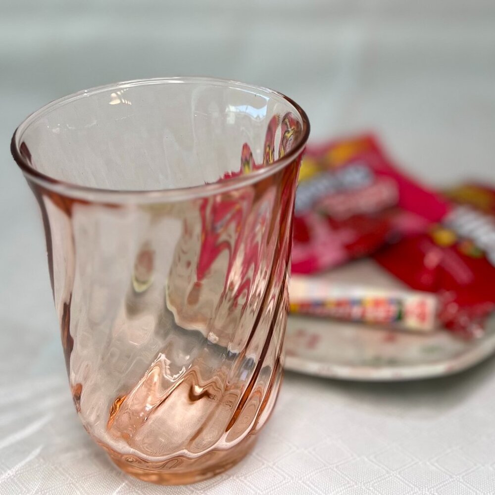 Vintage MCM translucent pink glass